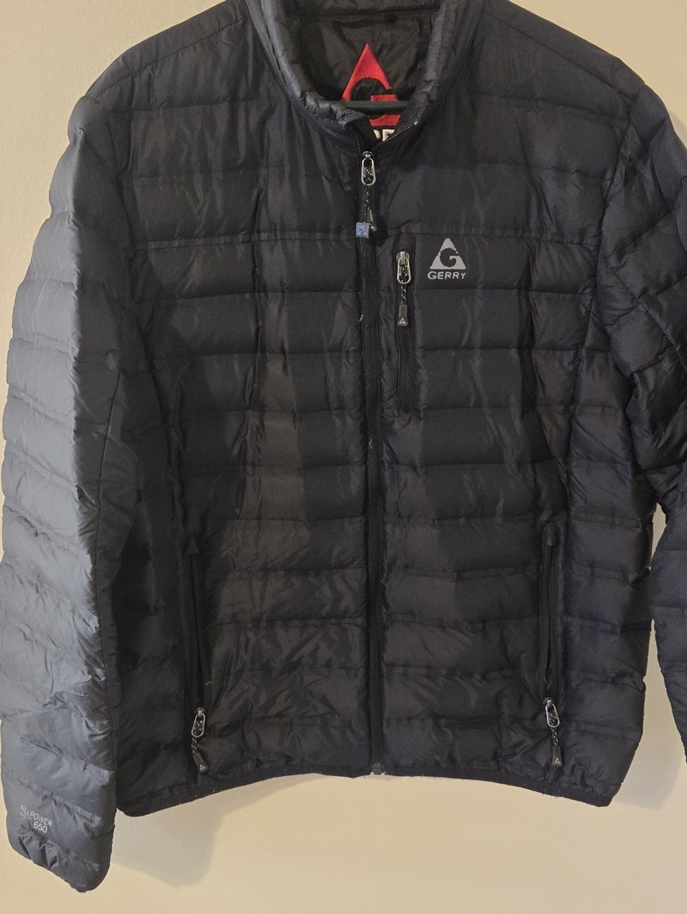 Gerry 650 Fill Down Puffer Jacket Black Lightweight Packable Coat Size L